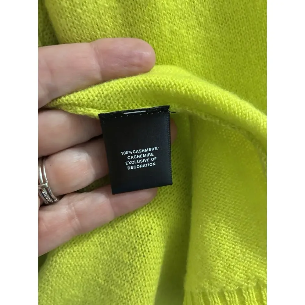 Women's Lafayette 148 3/4 sleeve Cashmere Cardigan Bright Green Yellow Sweater L - Picture 7 of 10